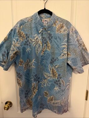Reyn Spooner Light Blue Tropical Short-Sleeve Shirt - Hawaiian aloha popover
